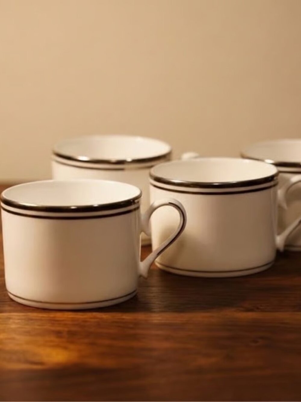 Set of 4 Lenox Bone China Federal Platinum Chocolate Cups